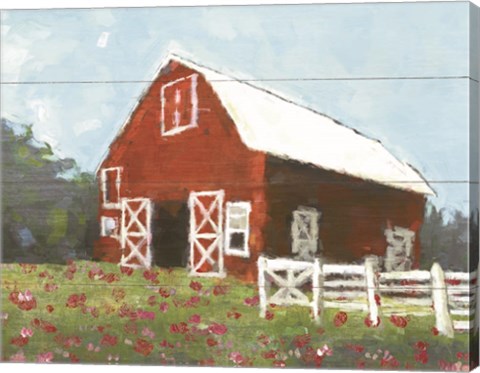 Framed Flower Field Barn Print