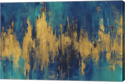 Framed Blue and Gold Abstract Crop Print