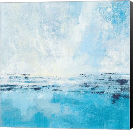 Framed Coastal View I Aqua Print