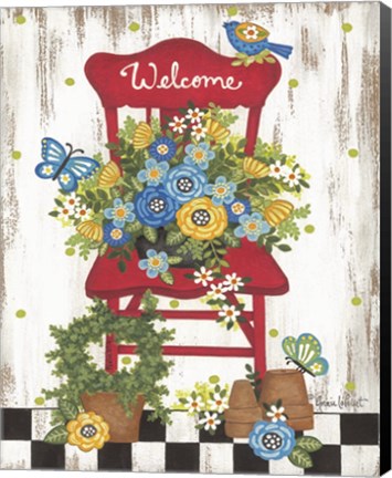 Framed Welcome Garden Chair Print