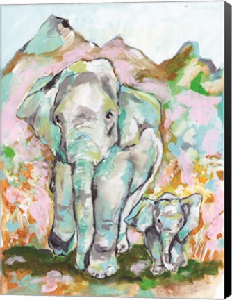 Framed Elephant Stroll Print