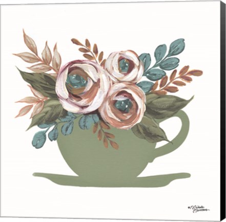 Framed Floral Coffee Cup Print