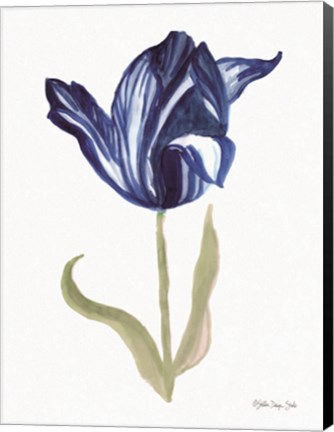 Framed Blue Flower Stem I Print