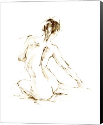 Framed Drybrush Figure Study I Print