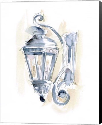 Framed Watercolor Street Lamp II Print