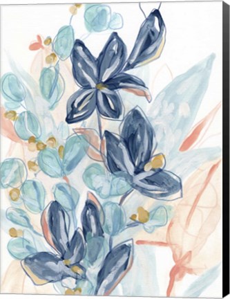 Framed Blooming Blues I Print