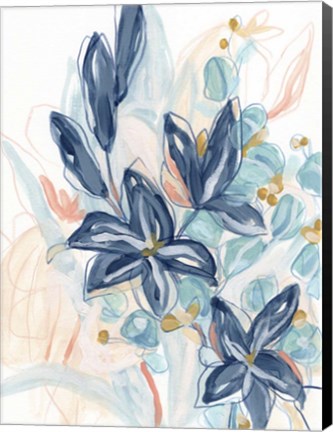 Framed Blooming Blues II Print