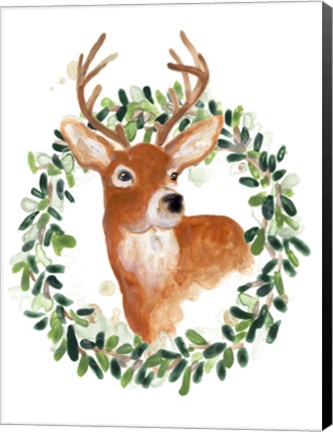 Framed Woodland Holiday Deer Print