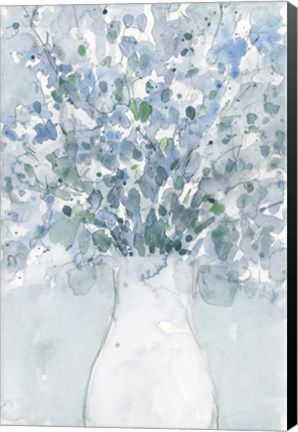 Framed Powder Blue Arrangement in Vase II Print