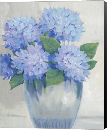 Framed Blue Hydrangeas in Vase II Print