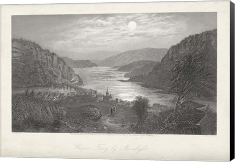 Framed Harper&#39;s Ferry by Moonlight Print