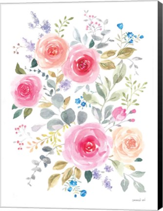 Framed Lush Roses I Print