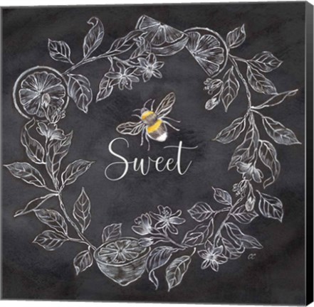 Framed Bee Sentiment Wreath Black IV-Sweet Print