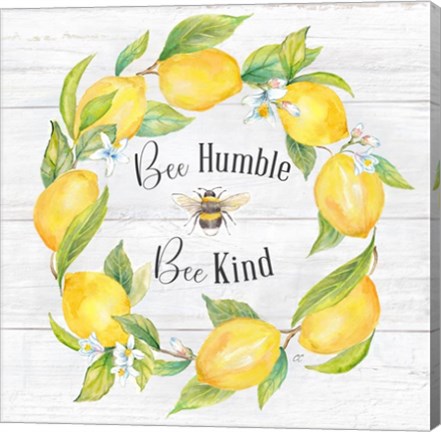 Framed Lemons &amp; Bees Sentiment  woodgrain I Print