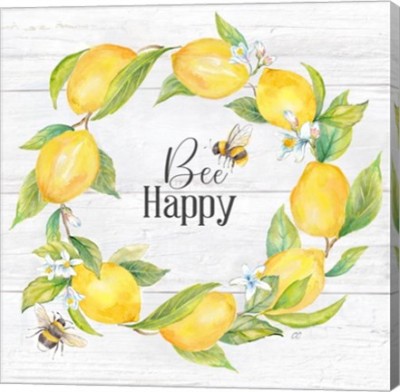 Framed Lemons &amp; Bees Sentiment woodgrain II Print