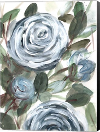 Framed Farmhouse Rose Blue II Print