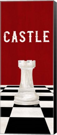 Framed Rather be Playing Chess Pieces Red Panel II-Castle Print