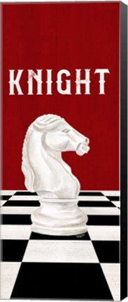 Framed Rather be Playing Chess Pieces Red Panel III-Knight Print