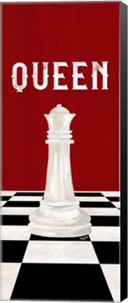 Framed Rather be Playing Chess Pieces Red Panel VI-Queen Print