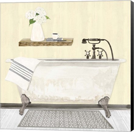 Framed Farmhouse Bath I Gray &amp; Yellow 2-Tub Print