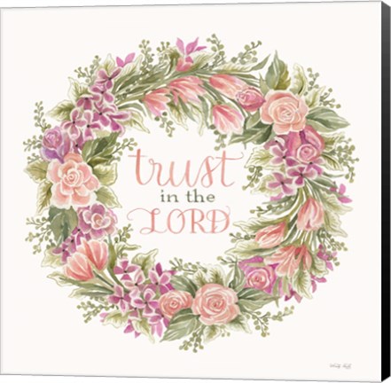 Framed Trust in the Lord Floral Wreath Print