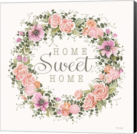 Framed Home Sweet Home Floral Wreath Print