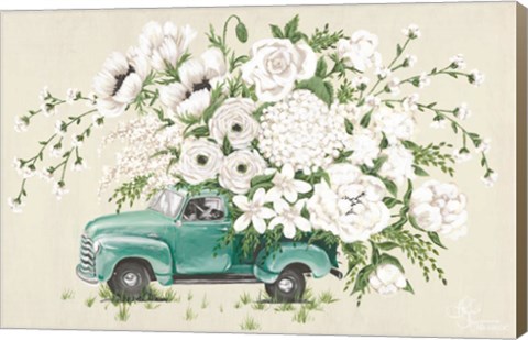 Framed White Floral Truck Print