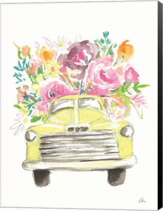 Framed Yellow Flower Truck Print