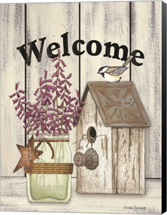 Framed Welcome Flowers in Jar Print