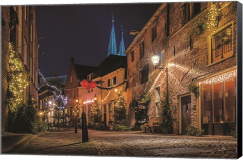 Framed Winter Nighttime Street 2 Print