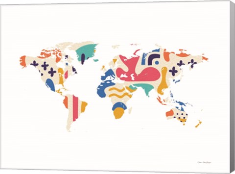 Framed Abstract Colorful World Map Print