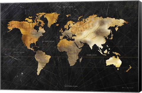 Framed Dramatic World Map Print