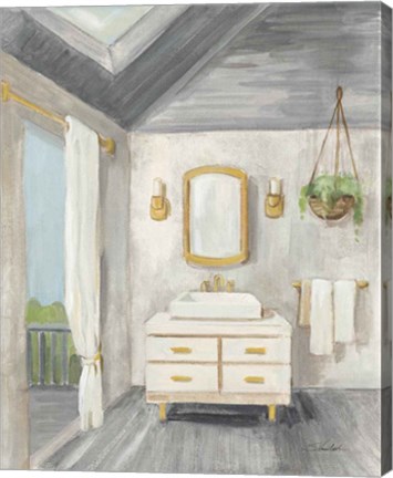 Framed Attic Bathroom I Gray Print