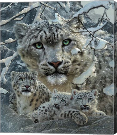 Framed Snow Leopard Collage Print