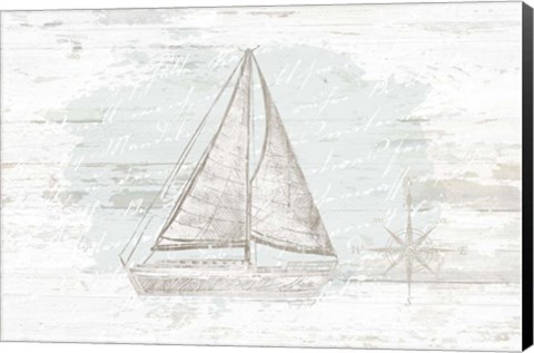 Framed Calming Coastal Sailboat Print