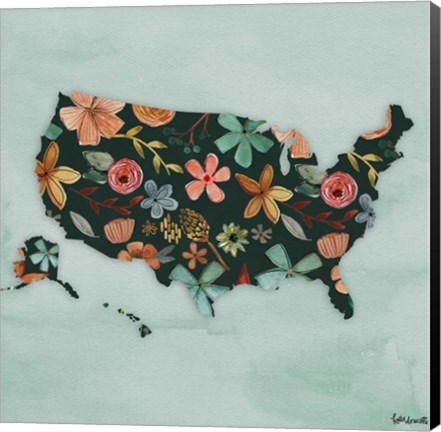 Framed Floral America III Print