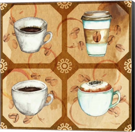 Framed Coffee Frenzy Pattern II Print