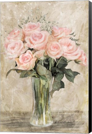 Framed Pink Rose Vase Print