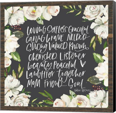 Framed Mom Adjectives in Floral Print