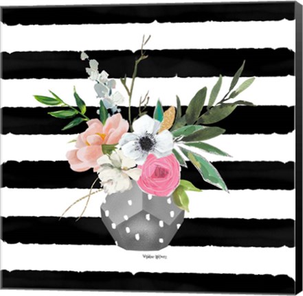 Framed Floral Stripes Print