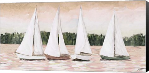 Framed White Sails At Sunset Print