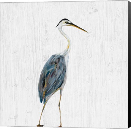 Framed Heron on Whitewash II Print