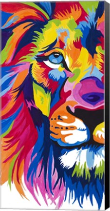 Framed Colorful Lion Portrait Print