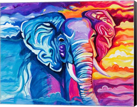 Framed Elephant in Vibrant Colors Print