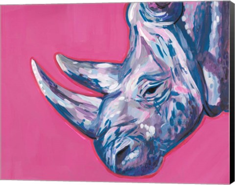 Framed Rhino On Vibrant Pink Print