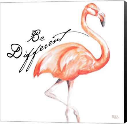 Framed Be Different Flamingo I Print