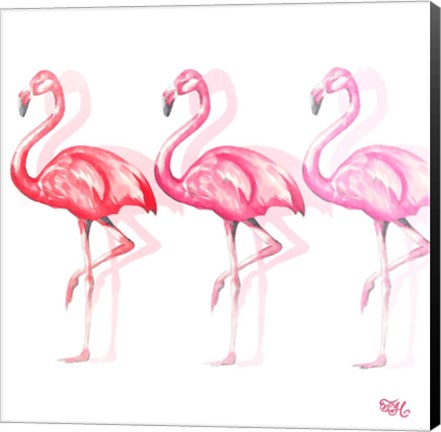 Framed Flamingo Trio II Print