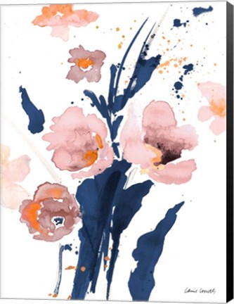 Framed Watercolor Pink Poppies I Print