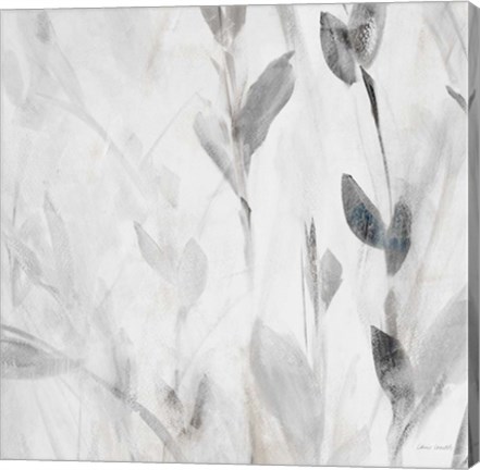 Framed Gray Misty Leaves Square II Print