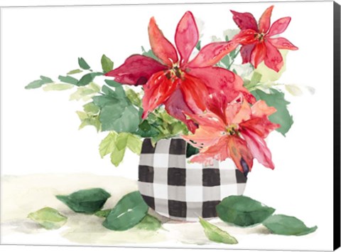 Framed Poinsettia in Buffalo Plaid Pot Print